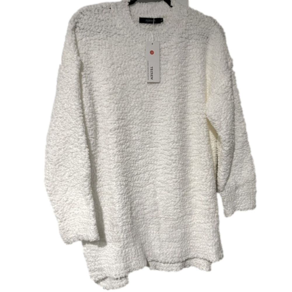 white crew neck sweater NWT